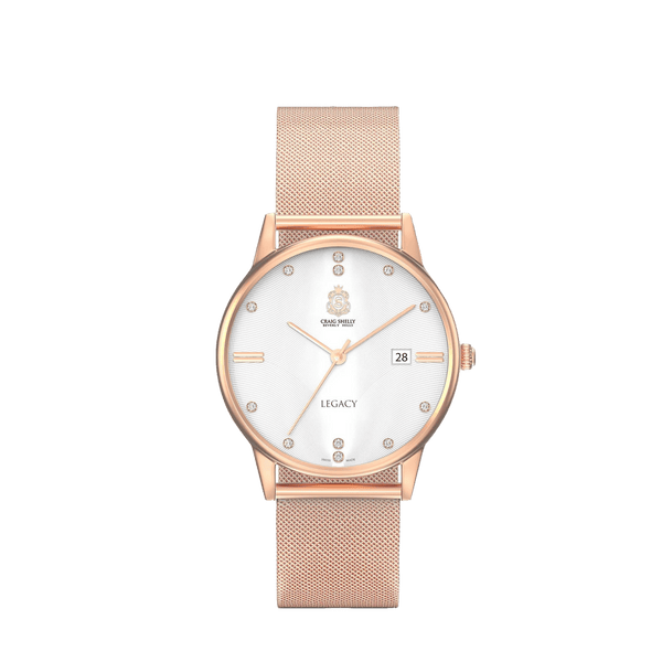 Rose Gold Watch with Cufflinks and Earrings - Craig Shelly