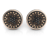 Silver Earring Gold Black Spinels, Brown and Champagne CZ