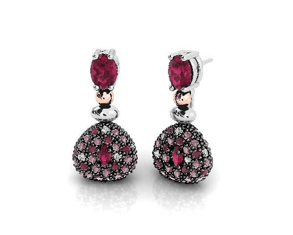 Silver Earring Gold with White Red Pink CZ