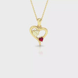 Heart Pendant Necklace With Red Crystal